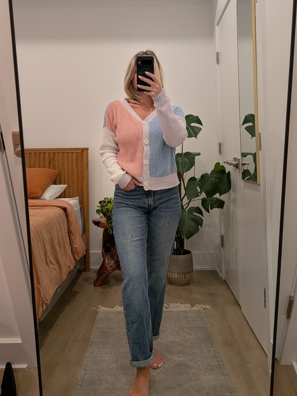 Moon & Madison Colorblock Pastel Sweater